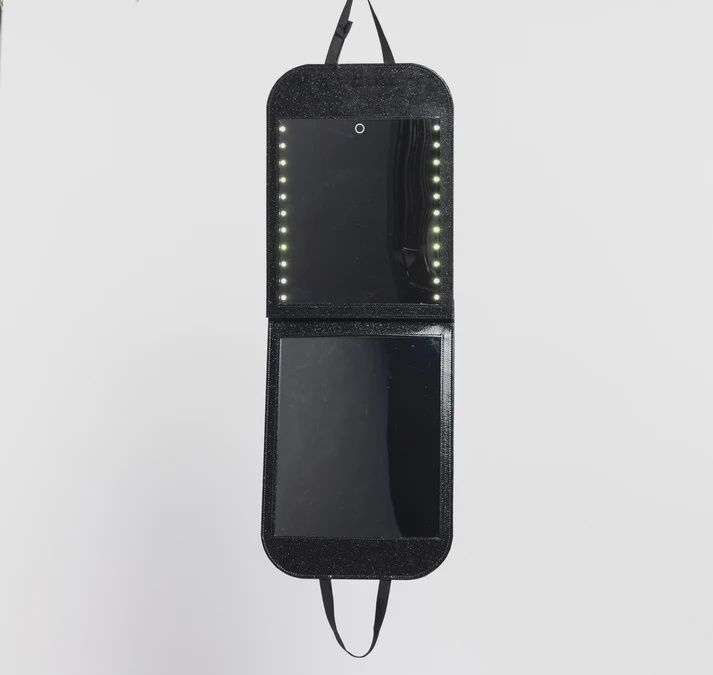 Glam&#39;r Gear LED Folding Double Mirror, Color: Dark Sparkle Black