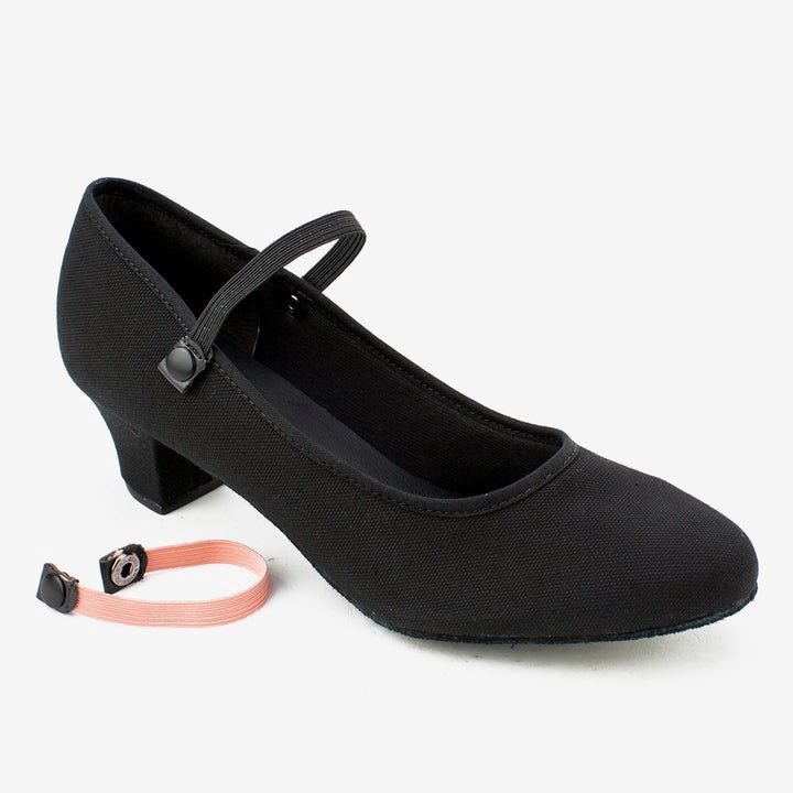 RO-02 Canvas Ballroom Shoe 1.5&quot;, Color: BLK, Size: 2.5M