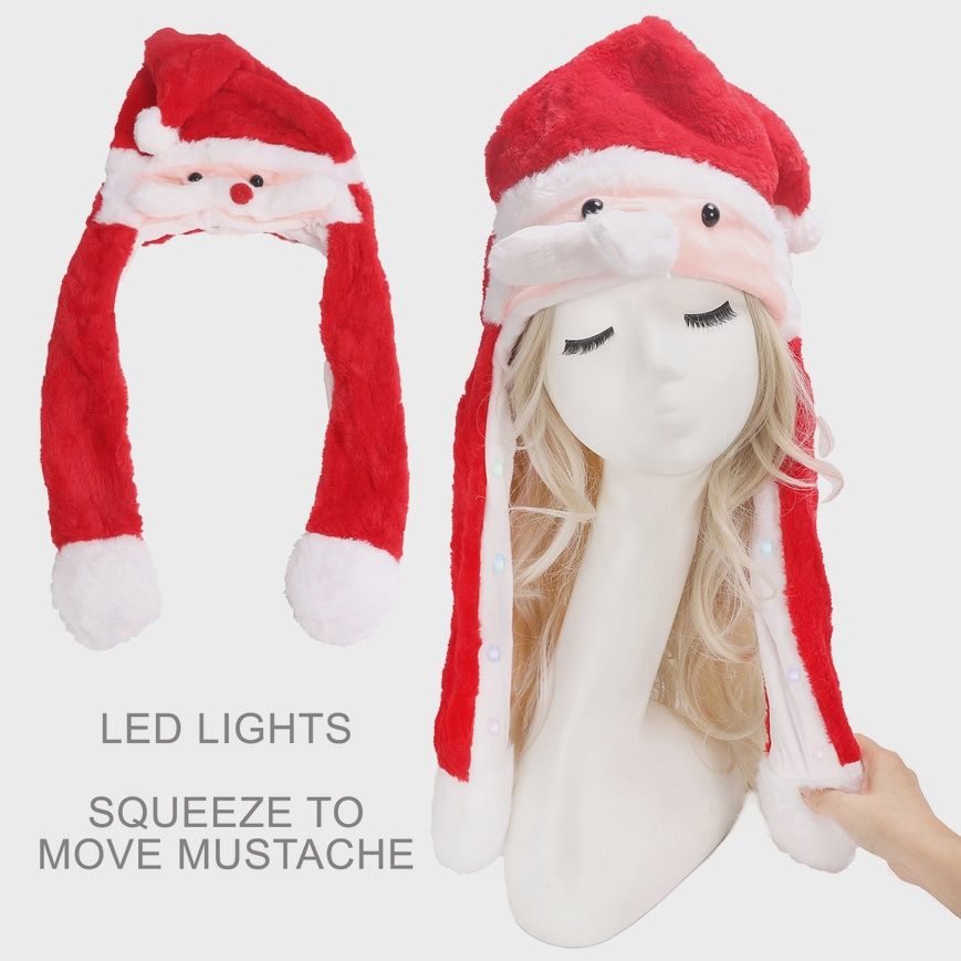 Christmas Character LED Movable Ears Holiday Hat, Character: Santa