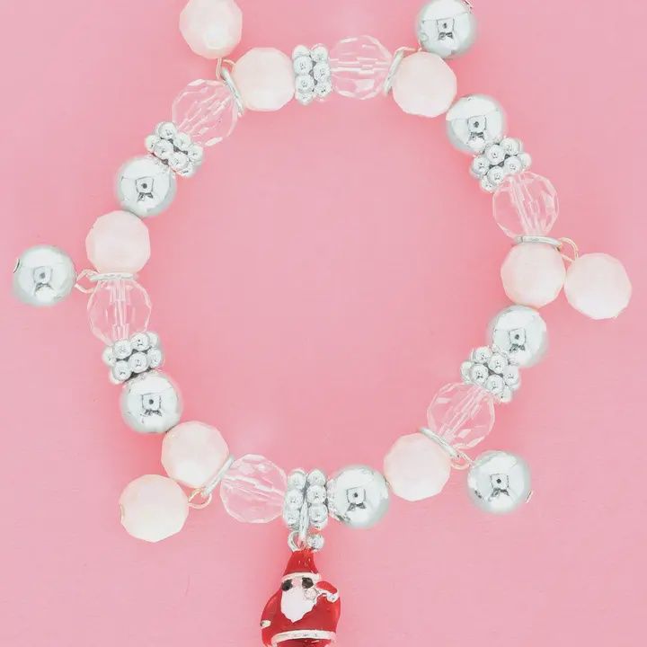 Christmas Beaded Santa Claus Charm Bracelet