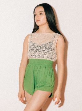 6011A Flower Square Back Shorts Romper