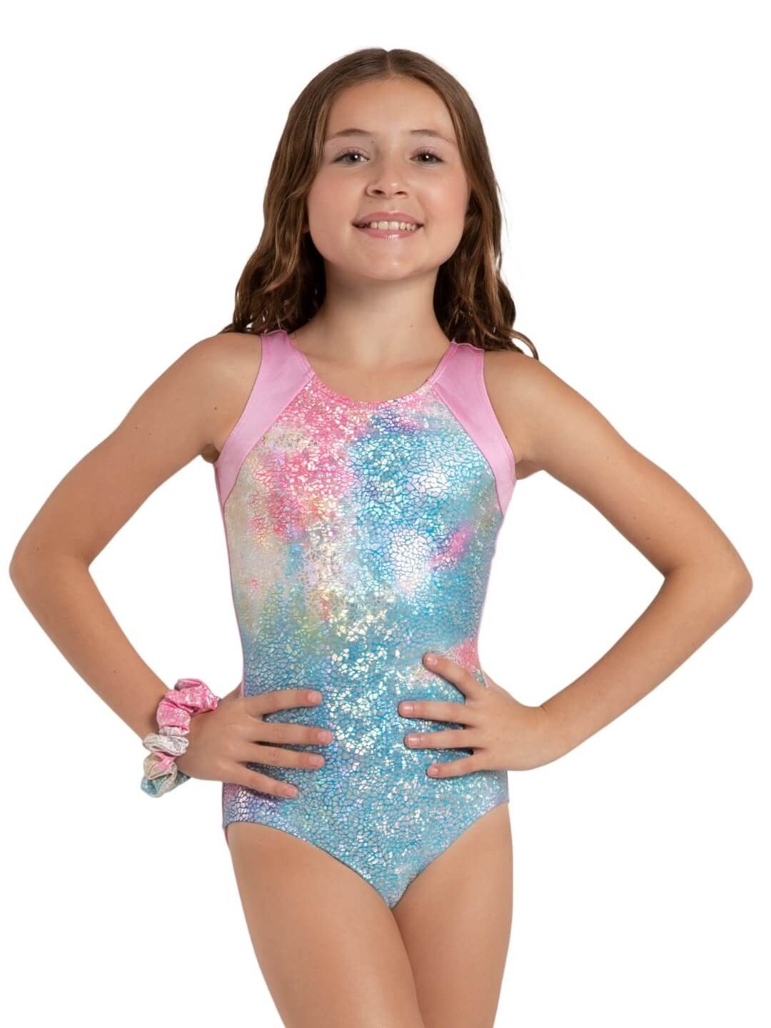 12300C Shine Bright Leotard, Color: PFR, Size: Toddler