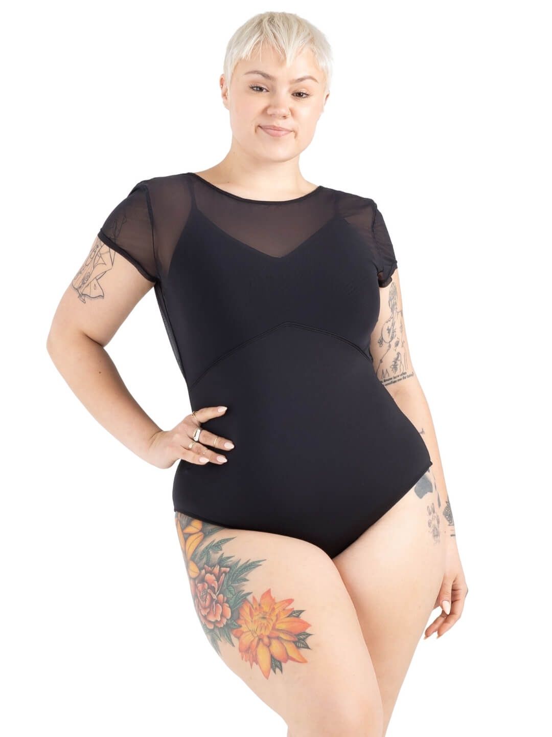 12242W Sundown Cap Sleeve Leotard, Color: Black, Size: Petite (XS)