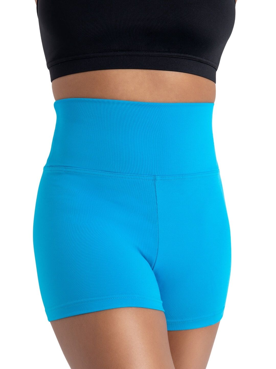 TB131 High Waisted Short, Color: Turquoise, Size: Small