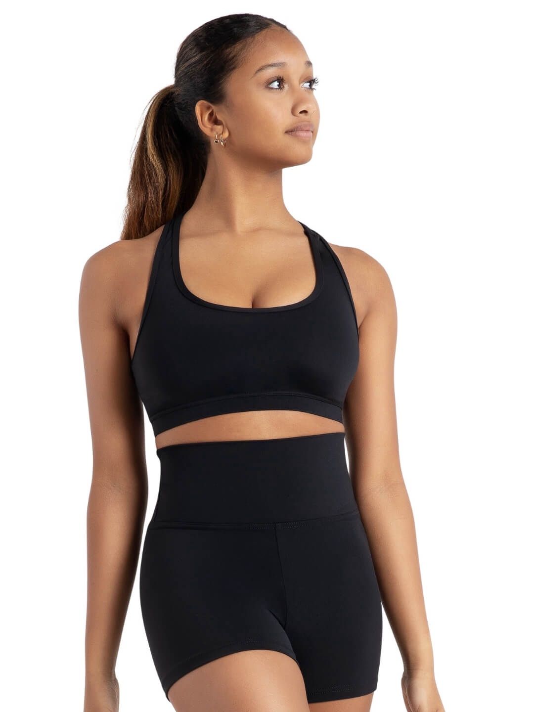 TB239W Racerback Sports Bra, Color: Black, Size: X-Small