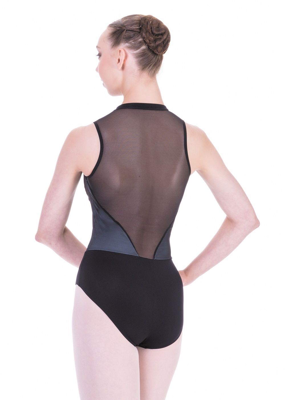 DA5113MPN Verona High Neck Leotard, Color: Black/Seafoam, Size: Petite (X-Small)