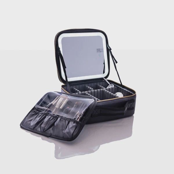 Cosmetic Case with LED Mirror, Color: Black