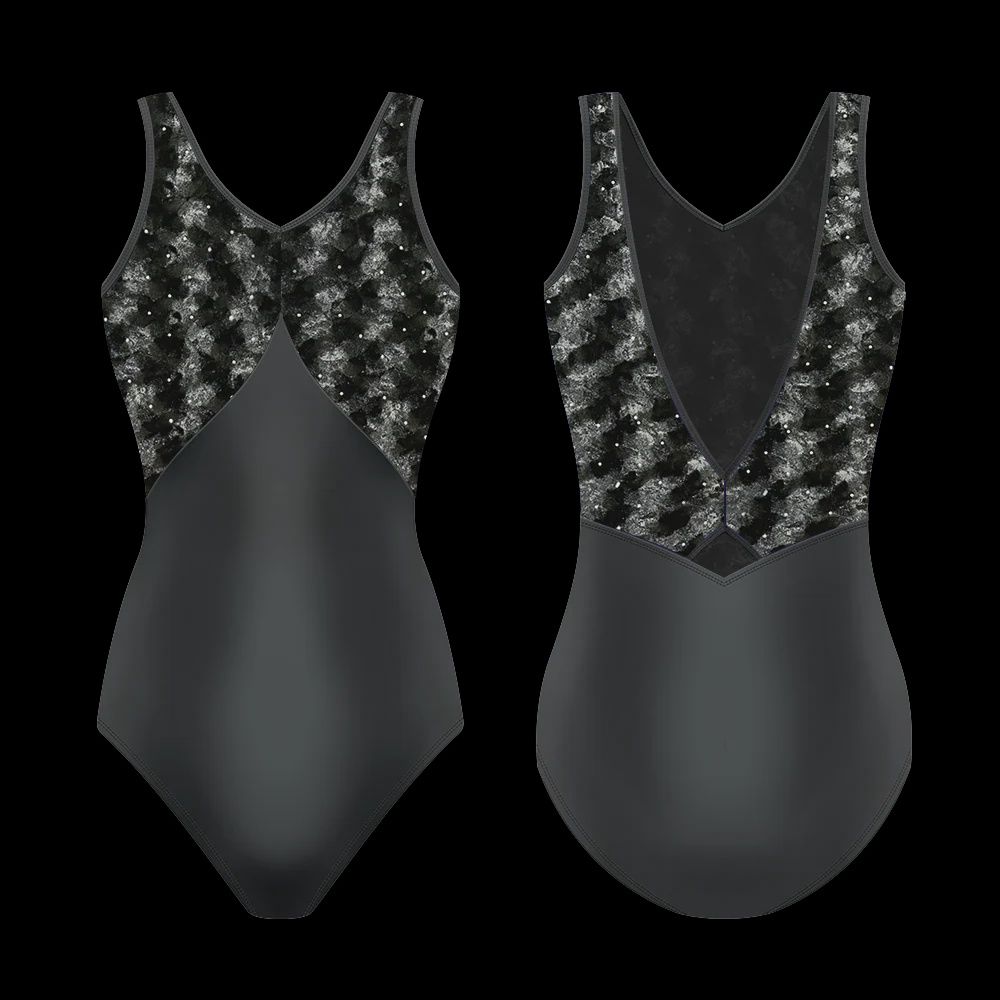 Violette Tank Leotard, Color: Diamonte Ebony, Size: Child Medium