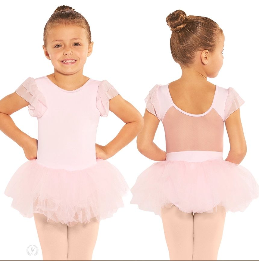 0033 Girls Flutter Sleeve Tutu Dress, Color: Pink, Size: 2-4