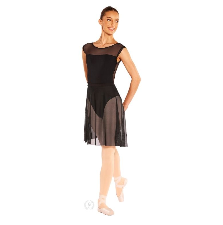 Women's Long Mesh Pull-On Skirt, Color: Black, Size: Petite (XS)