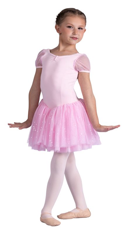 26204C Puff Sleeve Glitter Dress