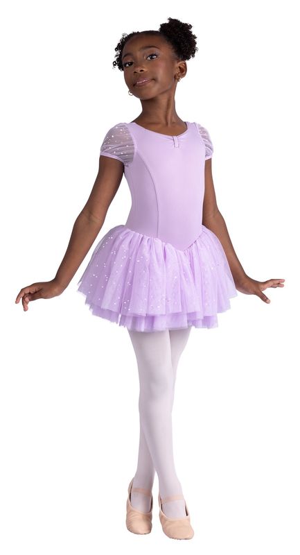 26204C Puff Sleeve Glitter Dress