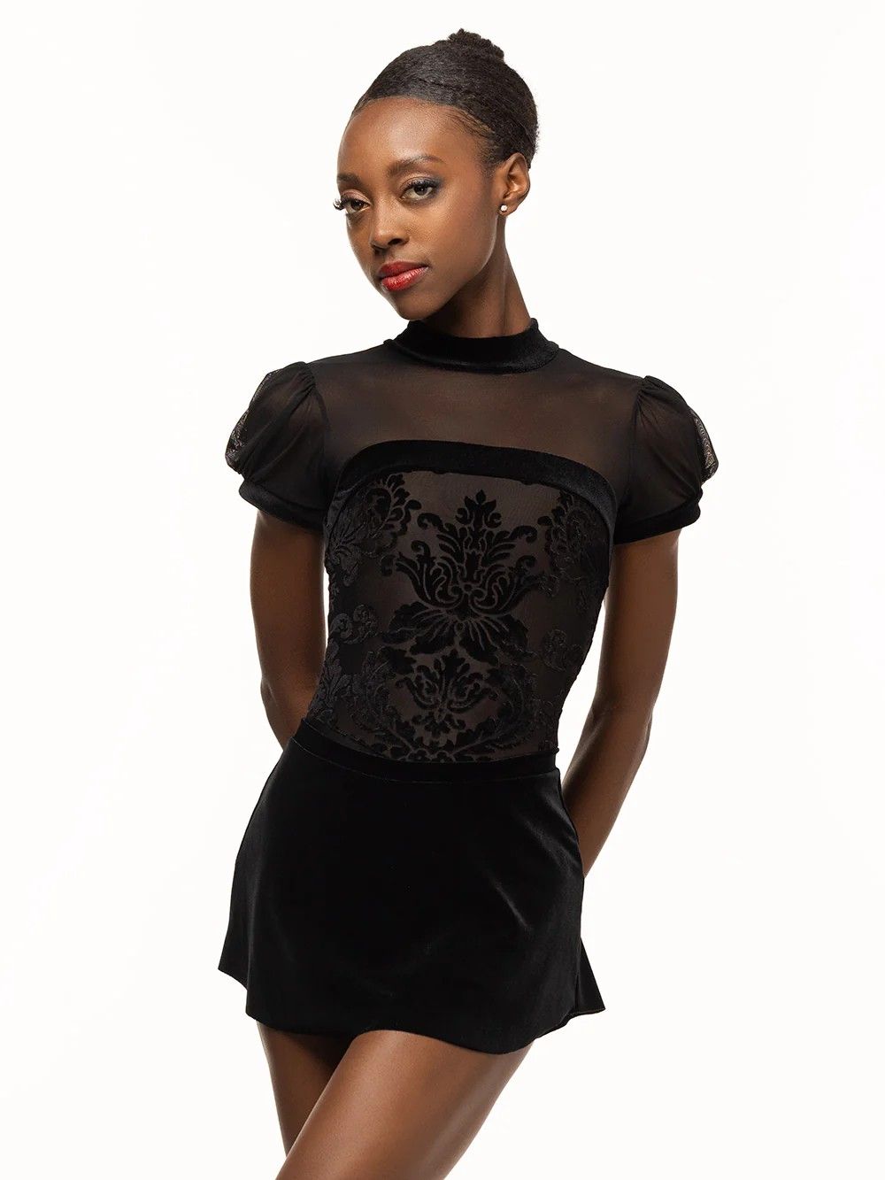 Tulip Skirt Velvet, Color: Black, Size: X-Small