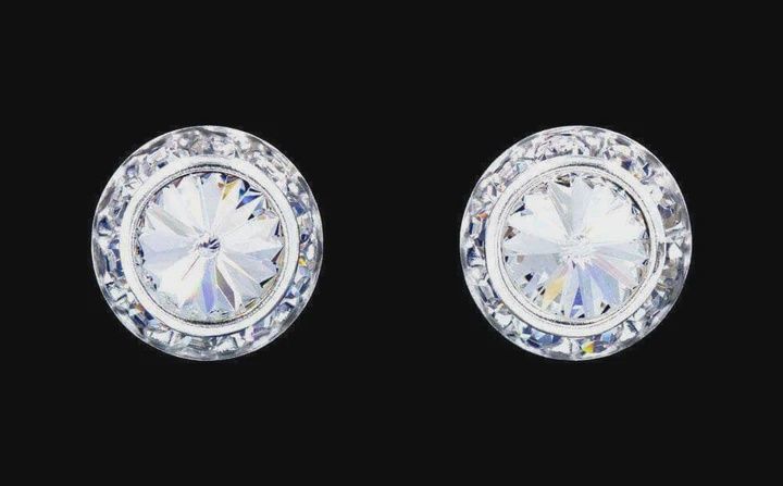 12536 13mm Crystal Button Earrings - Post