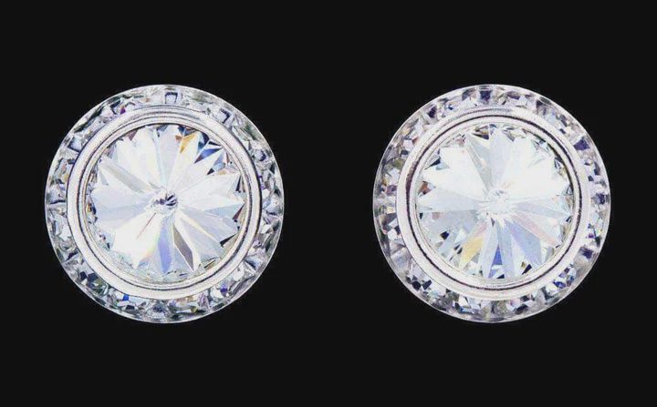 12537 16mm Crystal Button Earrings - Clip