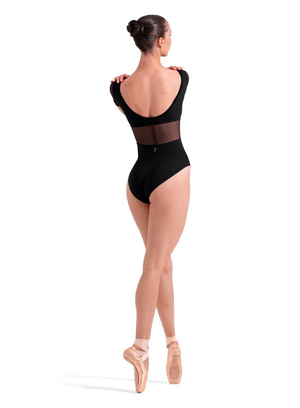 L20011B Cap Sleeve Mesh Leotard
