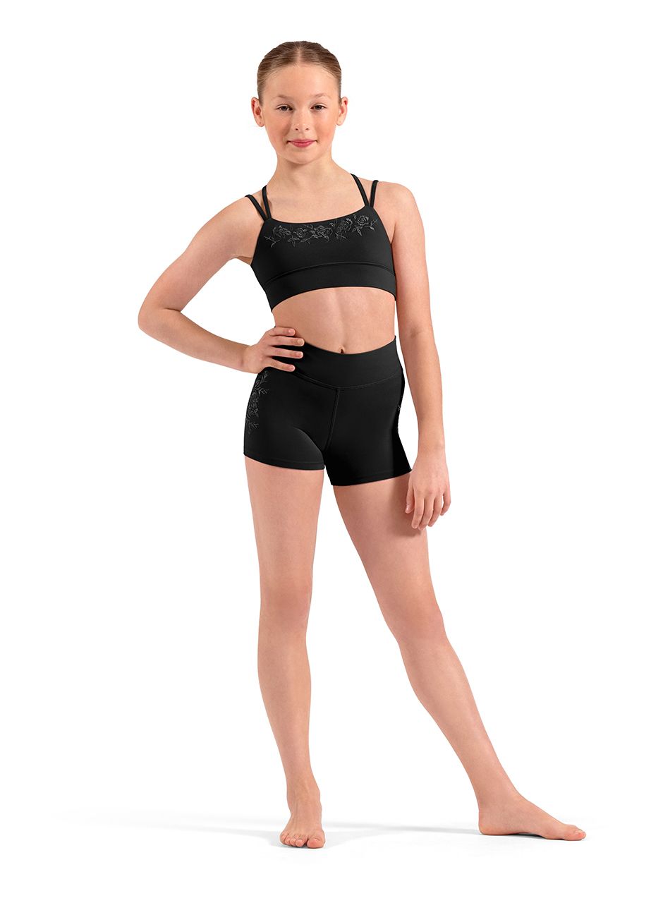 M90009C Embroidered High Waist Shorts