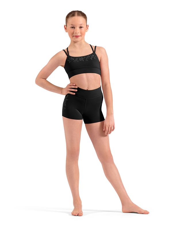 M90009C Embroidered High Waist Shorts