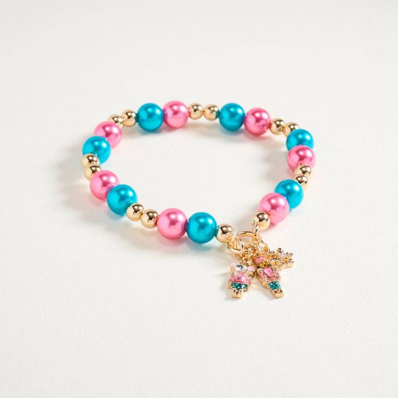 7.25" Christmas Nutcracker Charm Cluster Beaded Bracelet