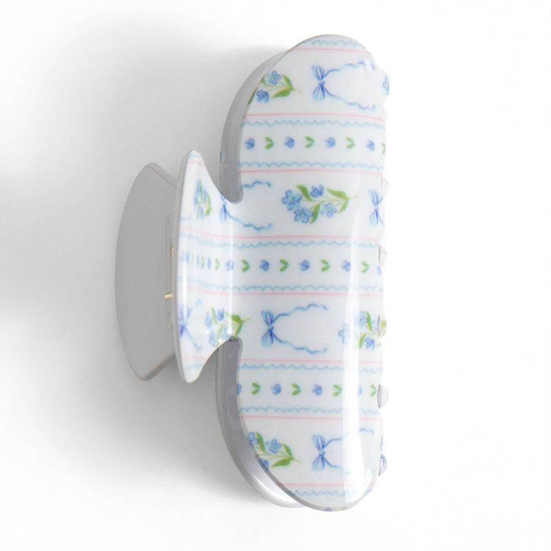Blue Floral &amp; Coqeutte Bows Claw Hair Clip