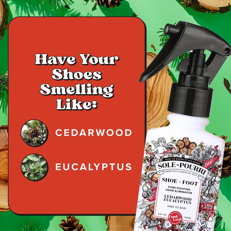 Sole~Pourri Shoe + Foot Odor Spray, Cedarwood Eucalyptus 4oz