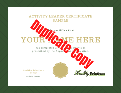 Duplicate Activity Leader Certificate