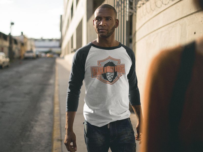 BLACK HARLEY RIDERS RAGLAN TEE