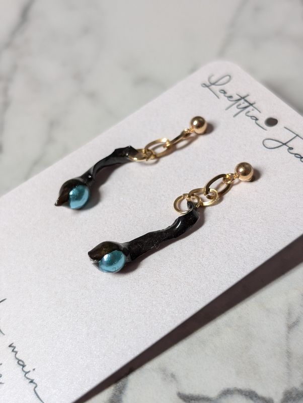 Frida bleu - boucles d&#39;oreilles 