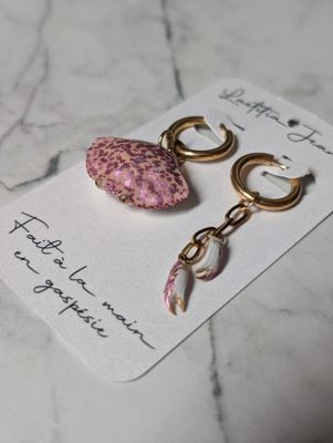 Crabes rose métallique Boucles d&#39;oreilles