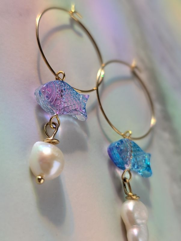 Poissons bleu-violet _ boucles d&#39;oreilles