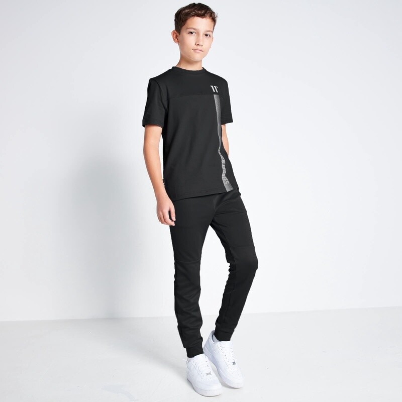 11 DEGREES 11DJ3364 001 KIDS LINEAR GRAPHIC T SHIRT BLACK