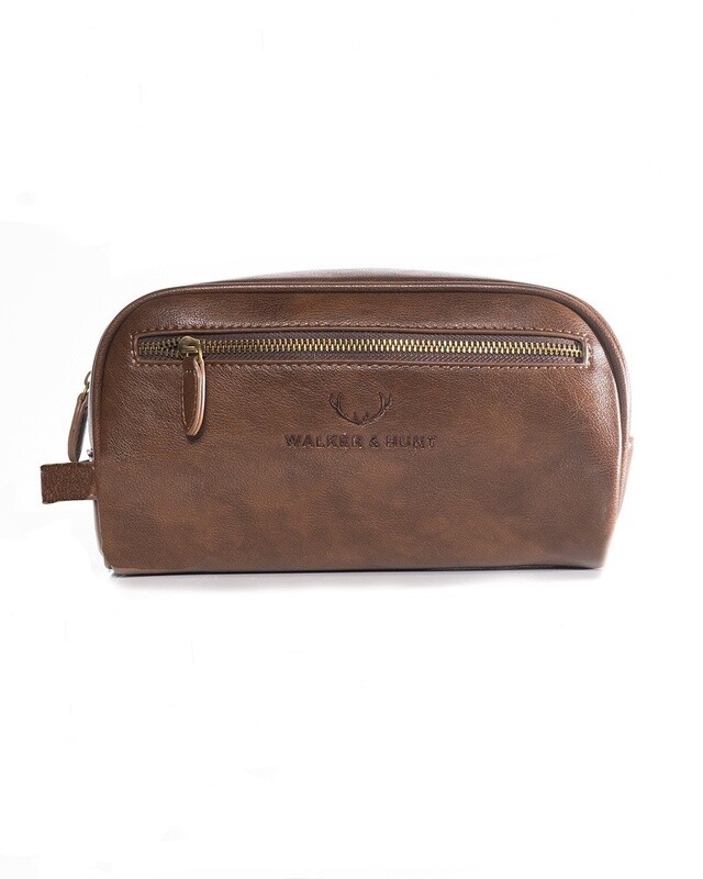WALKER &amp; HUNT IVERAGH LARGE WASH BAG BROWN