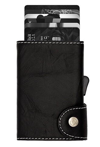 RFID SECURE WALLET, CS LEATHER WALLET BLACK NERO GREY