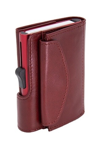 RFID SECURE WALLET, CS CLASSIC LEATHER XL WITH COIN HOLDER RED XL COIN