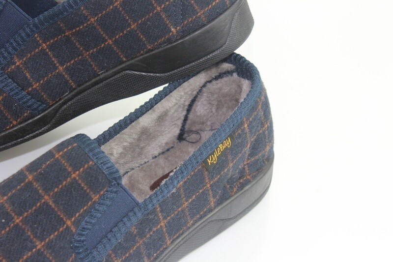 PHILIP SLIPPER CHECK COL NAVY