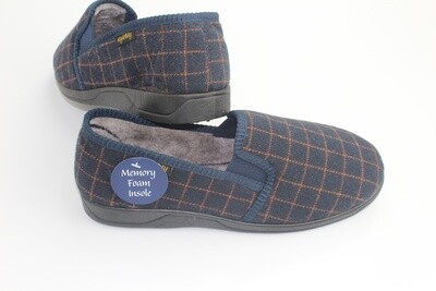 PHILIP SLIPPER CHECK COL NAVY