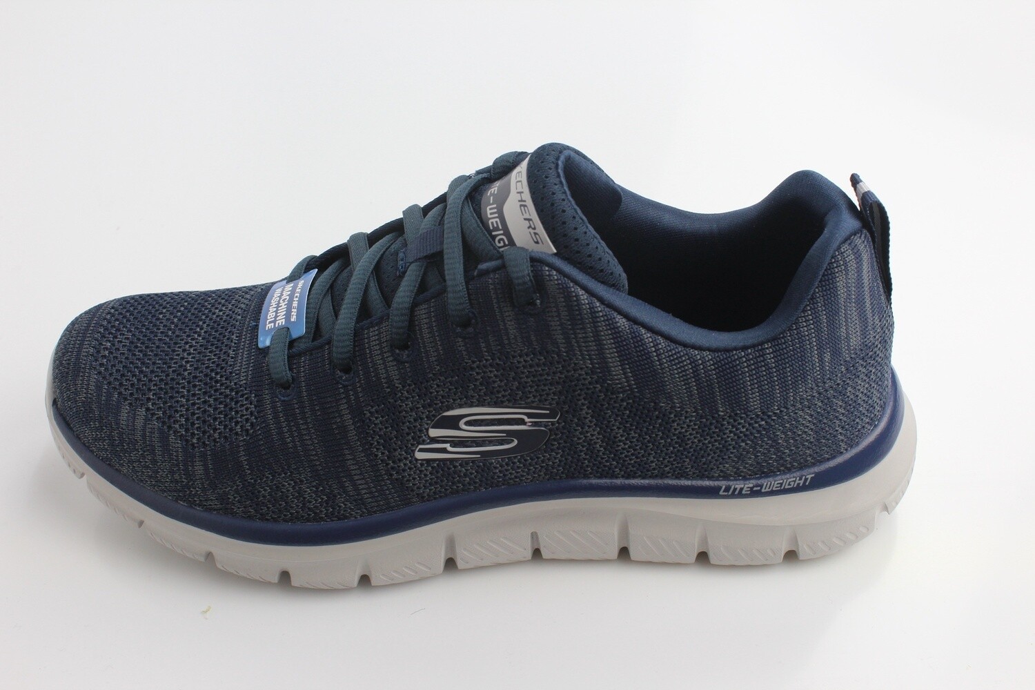 SKECHERS SPORT MENS TRACK FRONT RUNNER NAVY/GREY