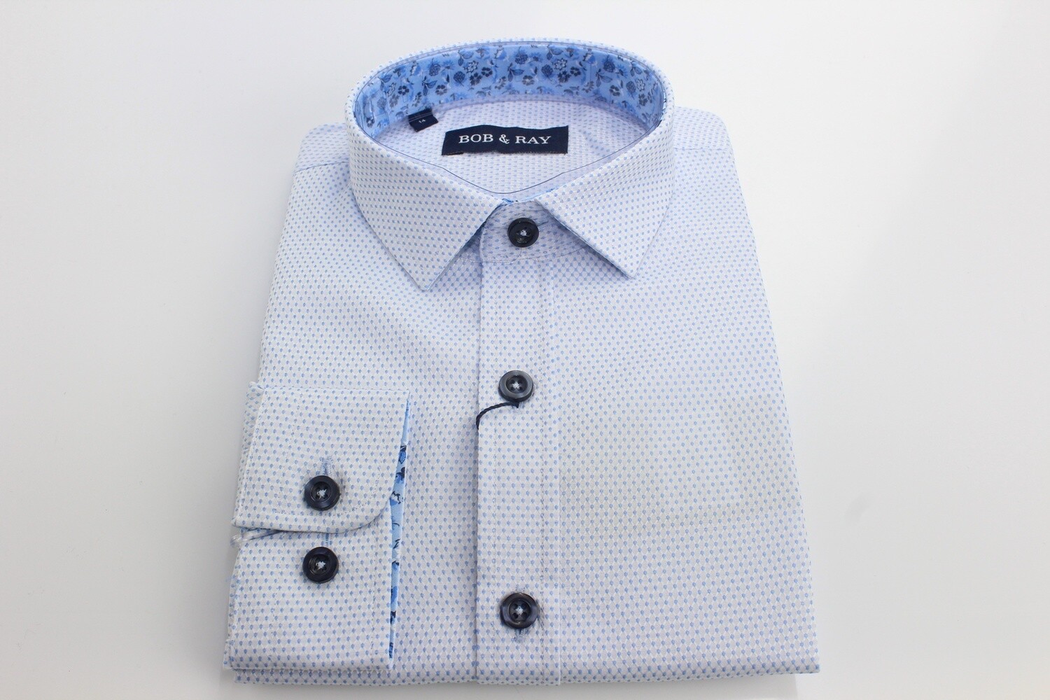 BR005 BOB &amp;N RAY BOYS PRINT SHIRT WH-SKY
