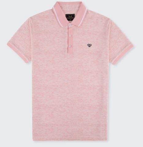 POLO 006- 0010 12105.. WALKER &amp; HUNT TEXTURED POLO  PINK