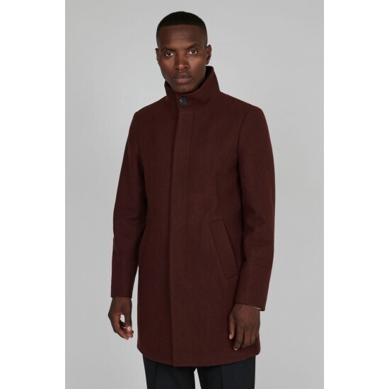 HARVEY N CLASSIC WOOL OVERCOAT 30203845 191321 RUM RAISIN