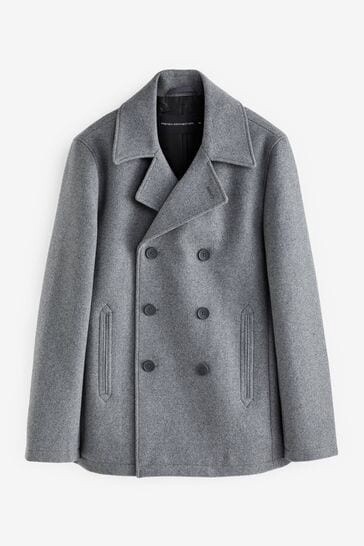 50VEP 62013090 FRENCH CONNECTION MENS COAT DB PEACOAT LGT GREY MEL