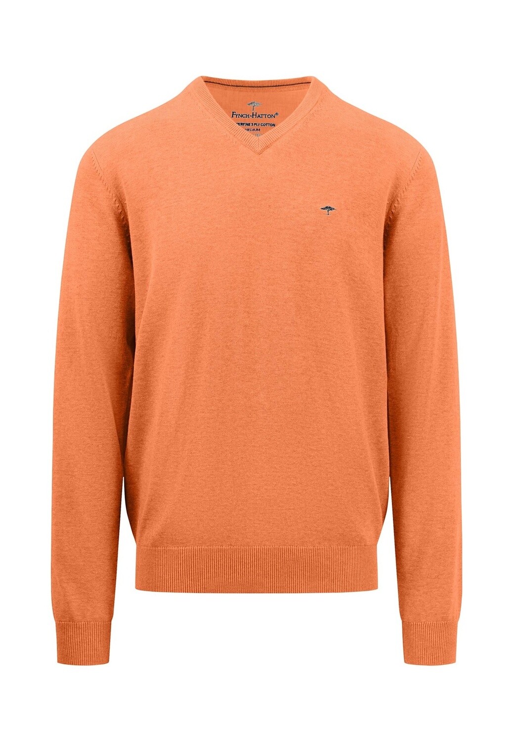 1413 211 FYNCH HATTON V NECK KNIT COL 207 PAPAYA