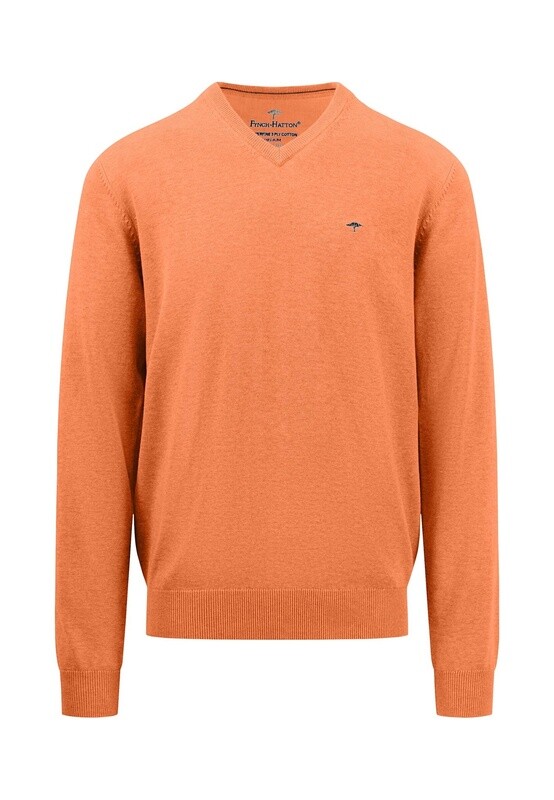 1413 211 FYNCH HATTON V NECK KNIT COL 207 PAPAYA