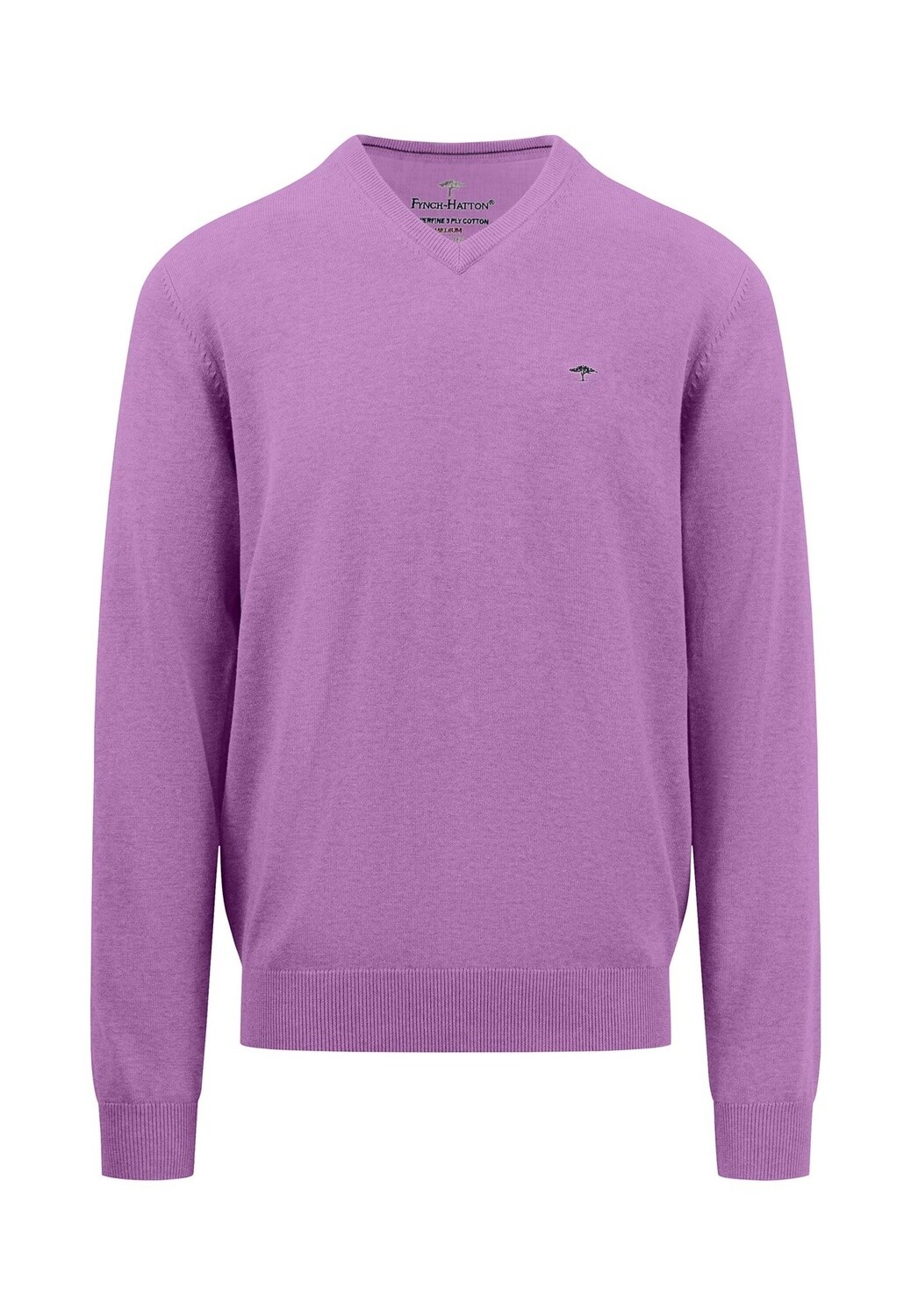 1413 211 FYNCH HATTON V NECK KNIT COL 404 DUSTY LAVENDER