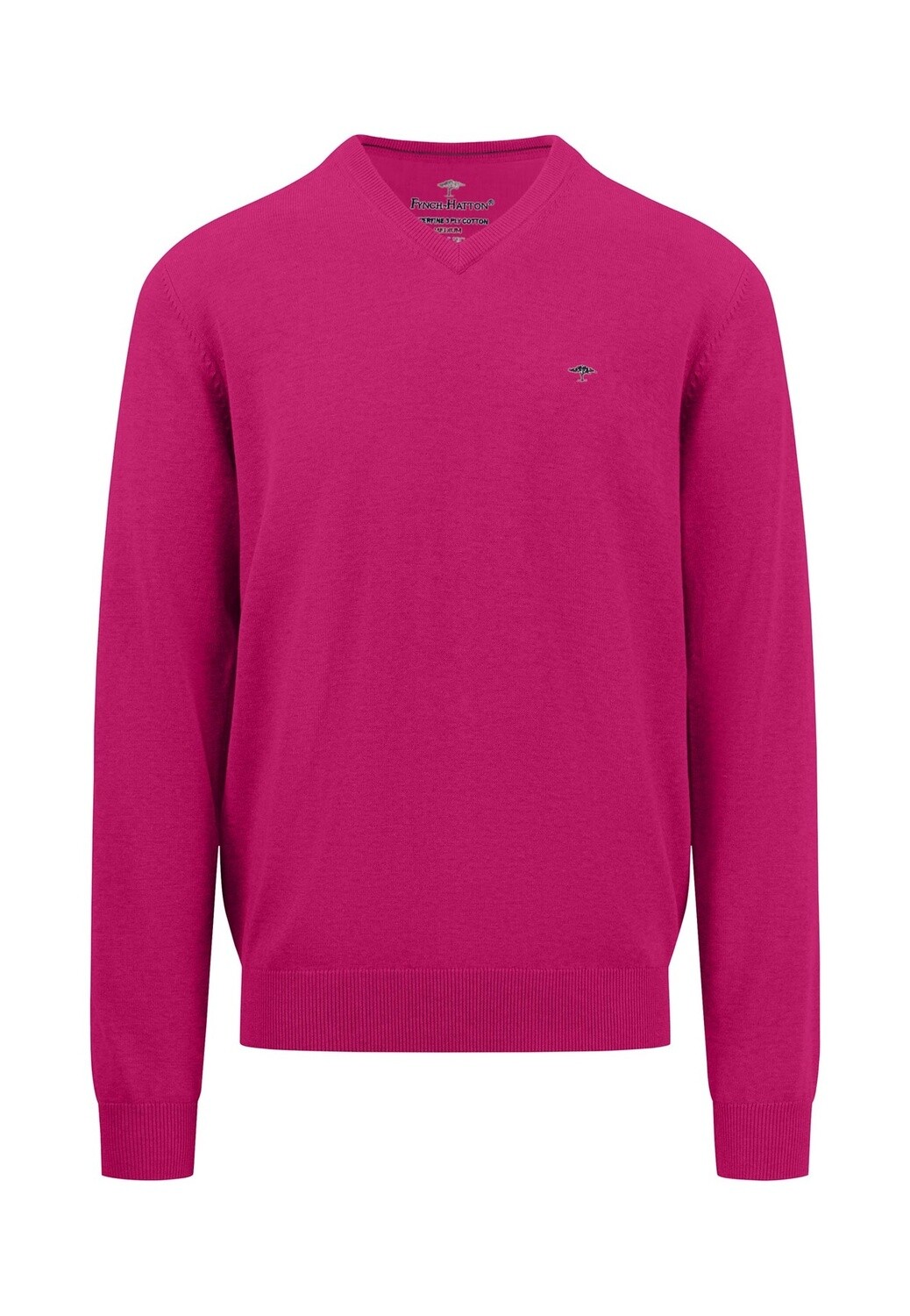 1413 211 FYNCH HATTON V NECK KNIT COL 456 MALAGA
