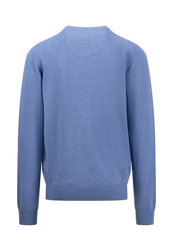 1413 211 FYNCH HATTON V NECK KNIT COL 604 CRYSTAL BLUE