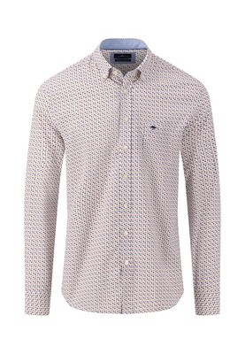 1413 8140 FYNCH HATTON COLOURED LEAVES SHIRT COL 361 ORIENT RED