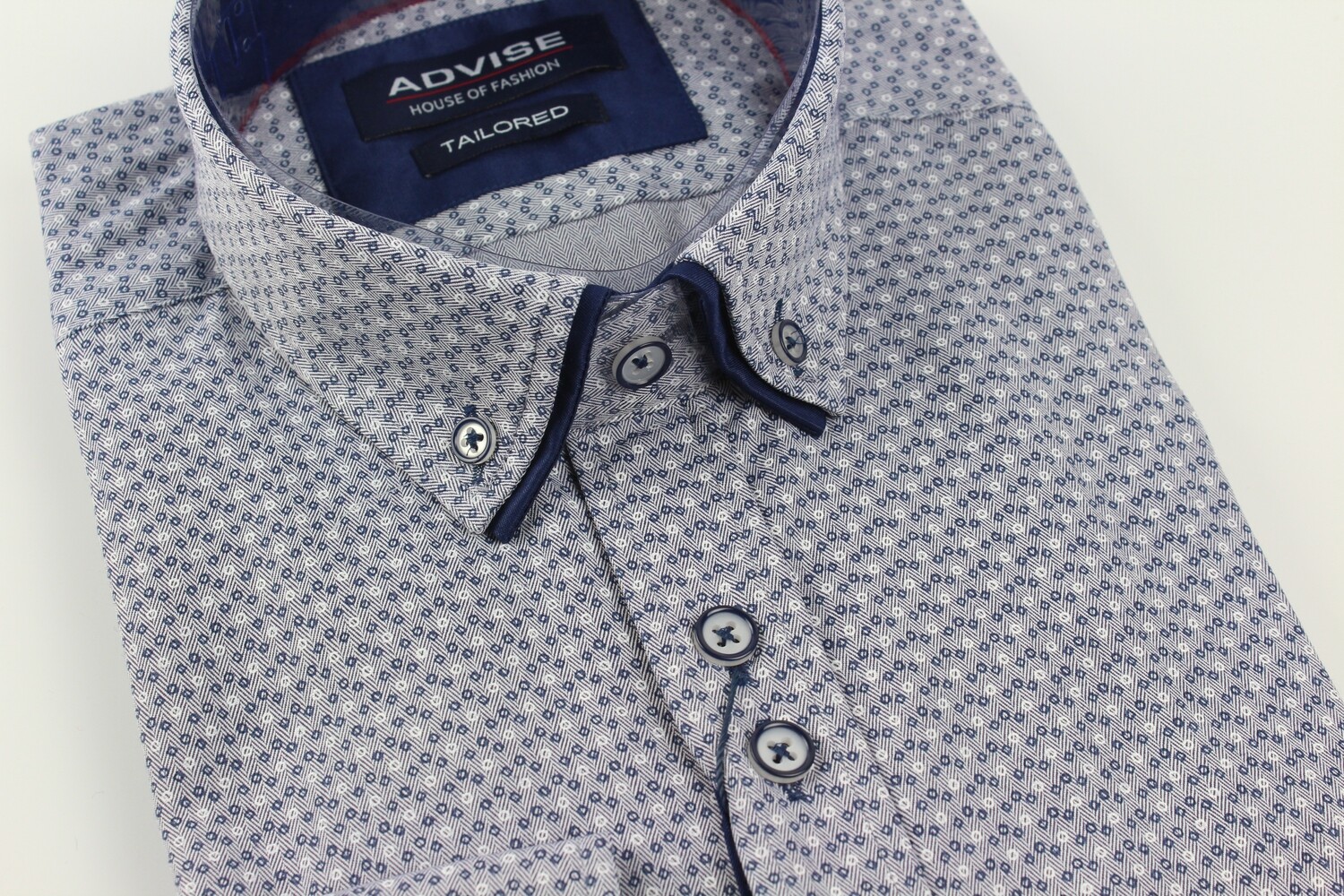 ADVISE DOUBLE  COLLAR L/S SHIRT  NAVY AD865