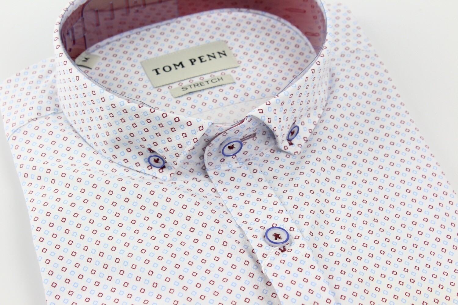 TOM PENN S/S PTINT SHIRT WHITE TP890