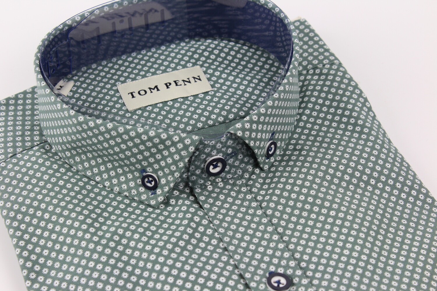 TOM PENN S/S PRINT SHIRT GREEN TP888